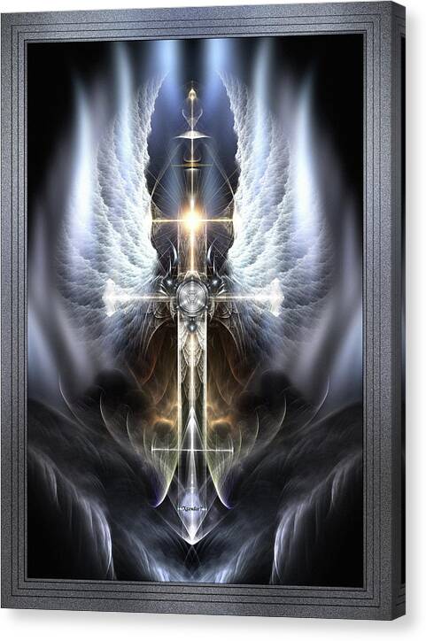 Heaven Canvas Print featuring the digital art Heavenly Angel Wings Cross by Xzendor7