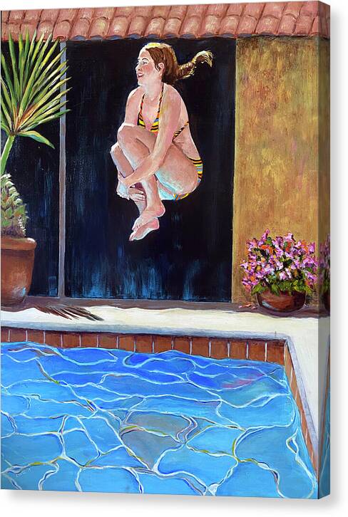 Swim Canvas Print featuring the painting Jump by Linda Queally