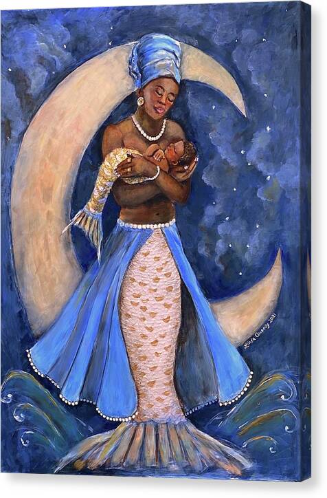 Yemaya Canvas Print featuring the painting Yemaya by Linda Queally by Linda Queally