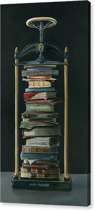 Book Press Canvas Print featuring the painting Hard Pressed by Gail Chandler