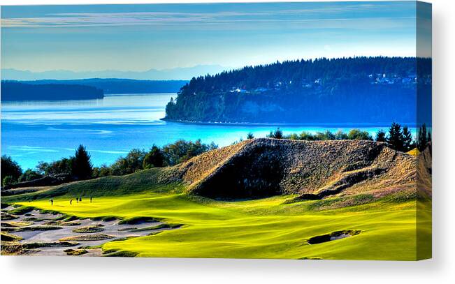 Chambers Bay Golf Course Canvas Print featuring the photograph #14 at Chambers Bay Golf Course - Location of the 2015 U.S. Open Tournament #1 by David Patterson