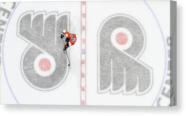 People Canvas Print featuring the photograph New York Islanders V Philadelphia Flyers #1 by Len Redkoles