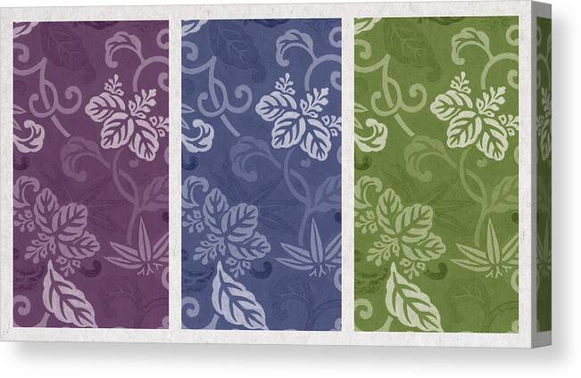 Blue Flowers Canvas Print featuring the digital art Purple Blue Green #1 by Aged Pixel