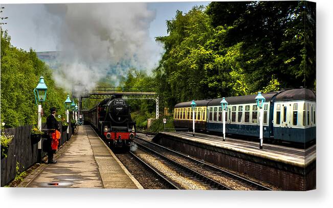Grosmont Canvas Print featuring the photograph The Train Arriving #1 by Trevor Kersley