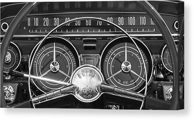 1959 Buick Lesabre Canvas Print featuring the photograph 1959 Buick Lasabre Steering Wheel by Jill Reger