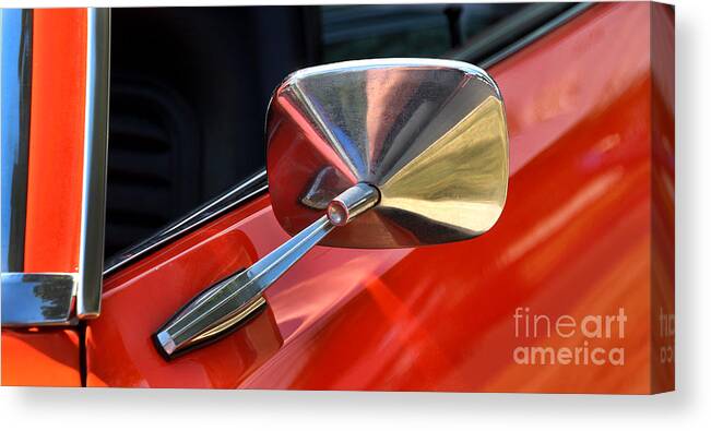 1969 Chevrolet Camaro Rs Canvas Print featuring the photograph 1969 Chevrolet Camaro RS - Orange - Side Mirror - 7588 by Gary Gingrich Galleries