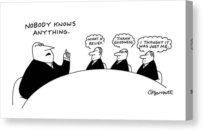 Executives Canvas Print featuring the drawing New Yorker September 29th, 2008 by Charles Barsotti