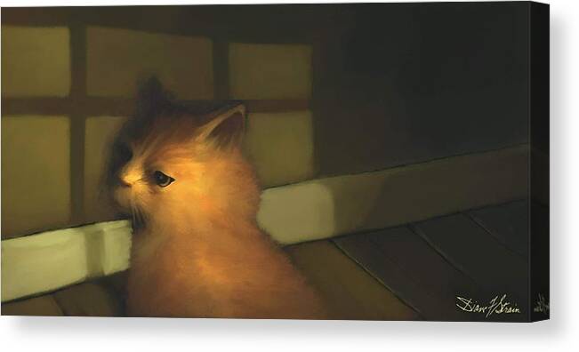 Diane Strain Canvas Print featuring the painting A Warm Corner for Kitty  No.2 by Diane Strain