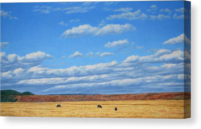 Landscape Canvas Print featuring the painting Grazing by James W Johnson