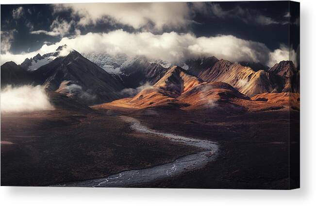 Landscape Canvas Print featuring the photograph Alaska Range by Jerrywangqian