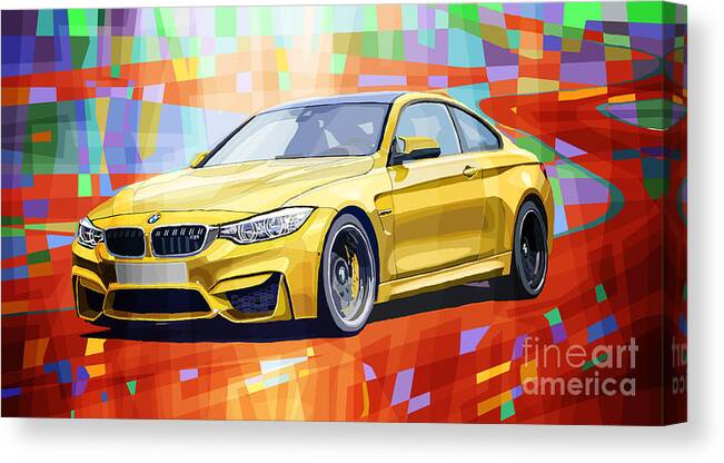 Painting Canvas Print featuring the digital art BMW M4 Orange by Yuriy Shevchuk