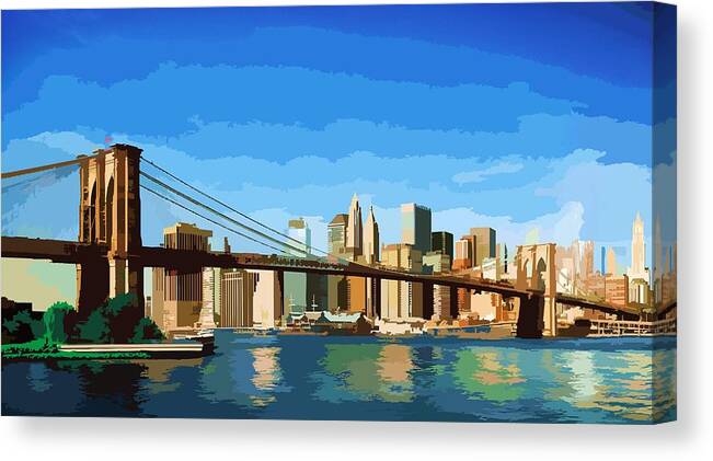 Museu Canvas Print featuring the digital art Brooklyn bridge by P Dwain Morris