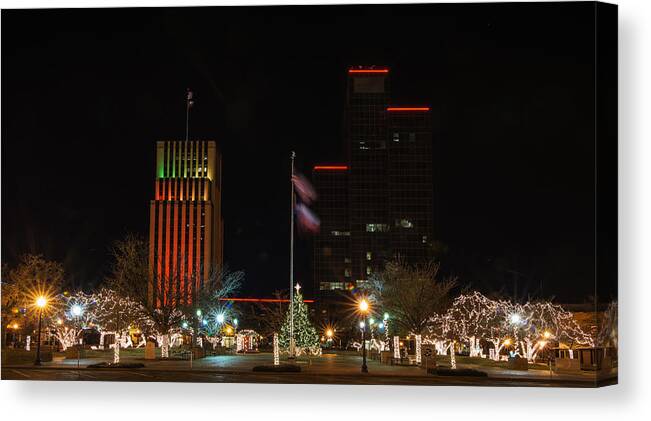 Tyler Canvas Print featuring the photograph Christmas Eve in Tyler Texas by Todd Aaron