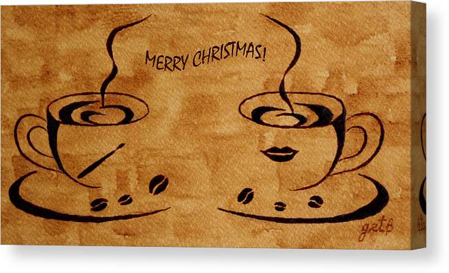 Christmas Greeting Card Canvas Print featuring the painting Christmas Greeting by Georgeta Blanaru