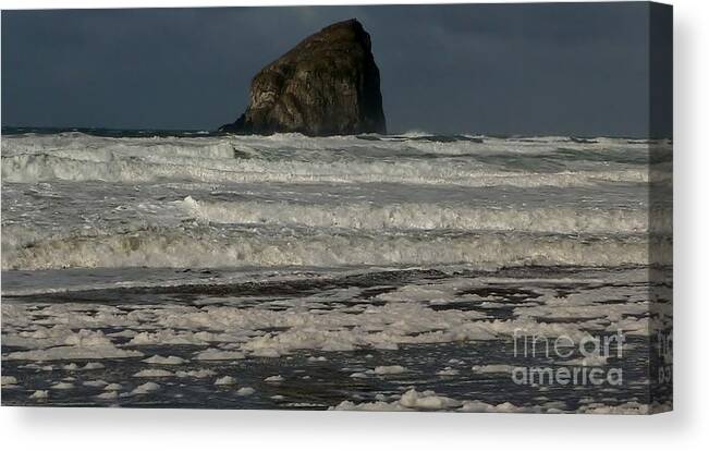 Waves Canvas Print featuring the photograph Close Haystack Rock by Susan Garren