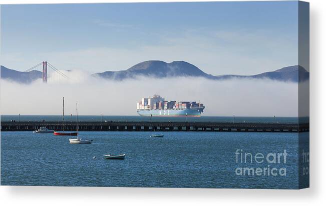 San Francisco Canvas Print featuring the photograph Container Ship Enters San Francisco Bay by B Christopher