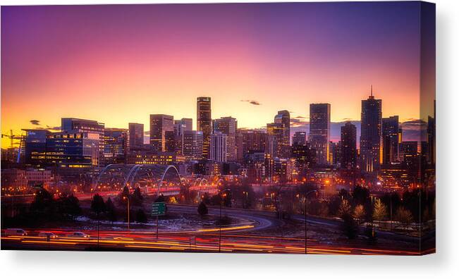 Denver Canvas Print featuring the photograph Denver Sunrise by Darren White
