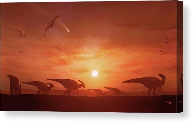 Dinosaur Canvas Print featuring the photograph Dinosaur Extinction by Mark Garlick/science Photo Library