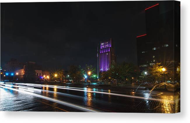 Tyler Canvas Print featuring the photograph Downtown Tyler Texas at Night by Todd Aaron