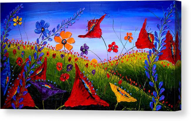  Canvas Print featuring the painting Field Of Wildflowers 10 by James Dunbar