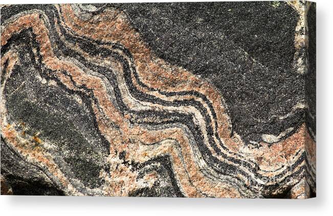 Banded Canvas Print featuring the photograph Gneiss Rock by Les Palenik