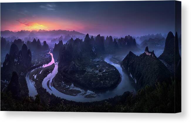 China Canvas Print featuring the photograph Good Morning From Damianshan - China by Jes?s M. Garc?a