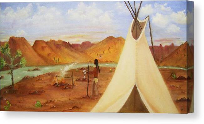 Desert Canvas Print featuring the painting Great Spirit Prayer by Teri Merrill