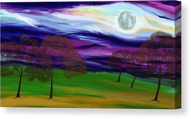 Landscape Canvas Print featuring the painting La Luna 10 by Jeanne Fischer