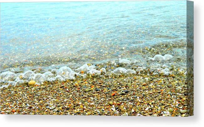 Water Canvas Print featuring the photograph Lake Erie Bubble Waves by Kathy Barney