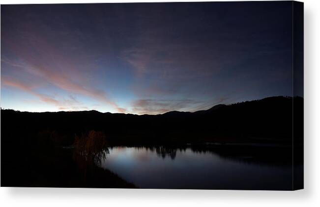 Mountain Clouds Canvas Print featuring the photograph Lake Sunset by Mark Langford