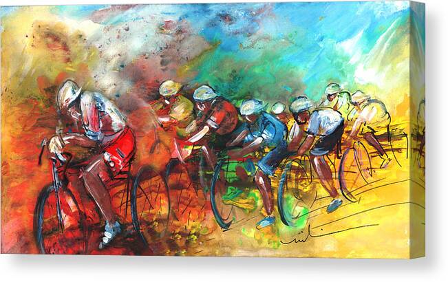 Sports Canvas Print featuring the painting Le Tour De France Madness 05 by Miki De Goodaboom