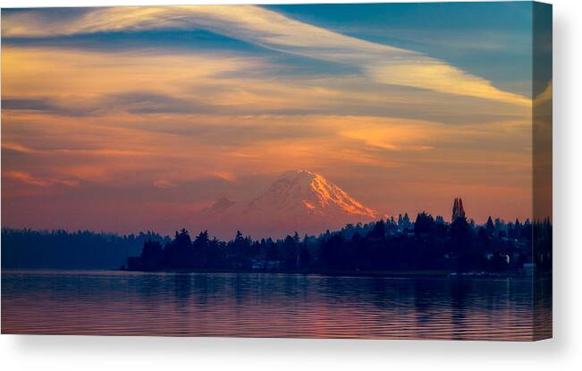 Lake Canvas Print featuring the photograph Magical Sunset at the Lake by Ken Stanback