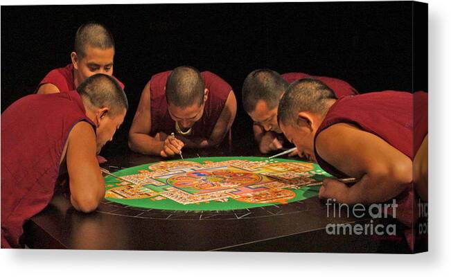 Monks Canvas Print featuring the photograph Magickal Circle Sand Painting by Dodie Ulery