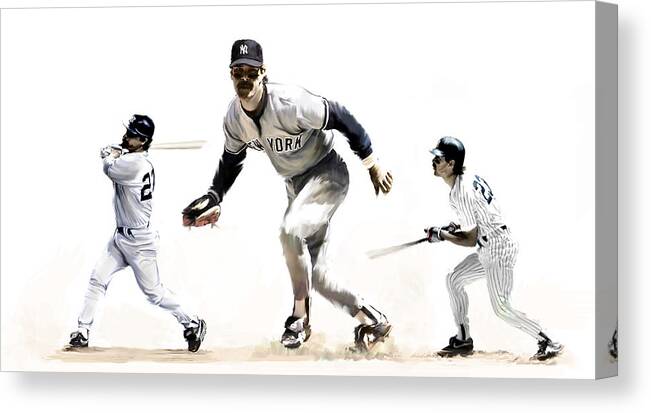 Don Mattingly Drawings Art Pieces Paintings Paintings Canvas Print featuring the painting Don Mattingly by Iconic Images Art Gallery David Pucciarelli