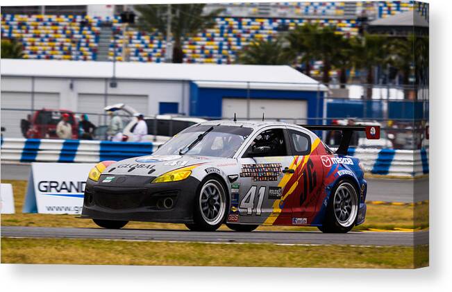 24 Hours Of Daytona Canvas Print featuring the photograph Mazda RX-8 Racer by Raul Rodriguez