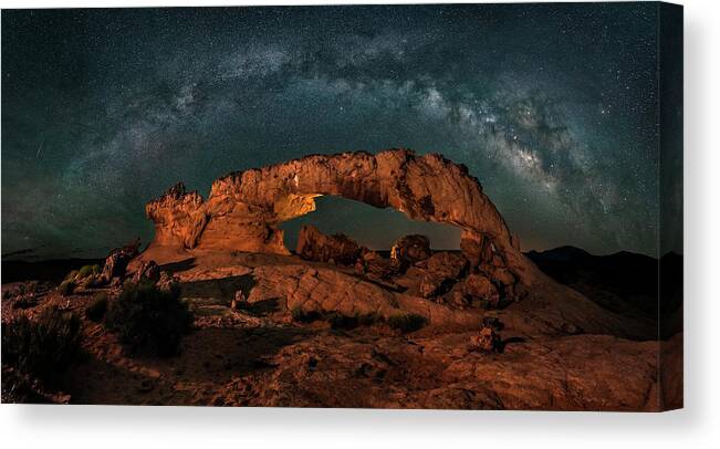 Sunset Arch Canvas Print featuring the photograph Milky Way Over The Sunset Arch by Hua Zhu