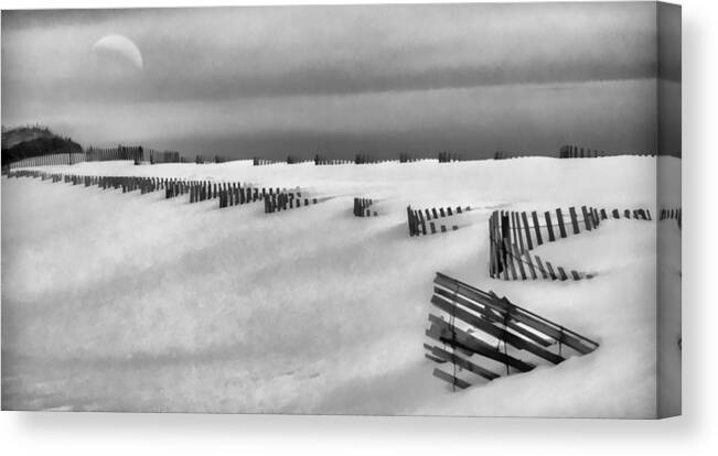 Snow Canvas Print featuring the photograph Moonrise by Cathy Kovarik