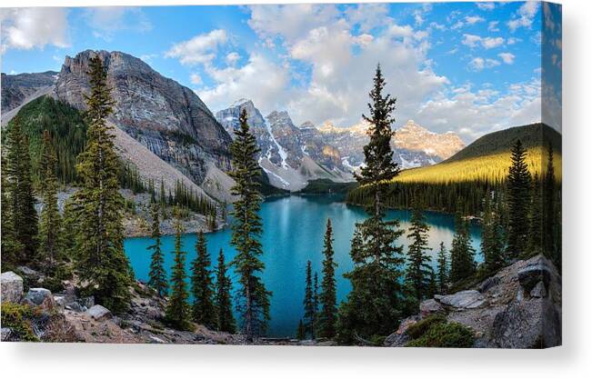 Valley Of The Ten Peaks Canvas Print featuring the photograph Moraine by David Andersen