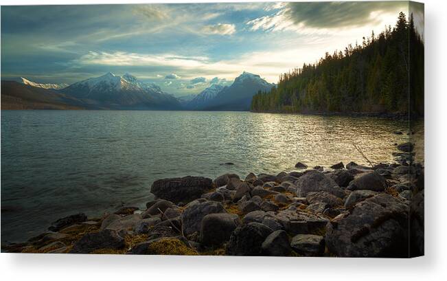 Water Canvas Print featuring the photograph Mornings at Lake McDonald by Stuart Deacon