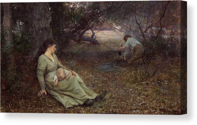 Frederick Mccubbin Canvas Print featuring the painting On the wallaby track by Frederick McCubbin