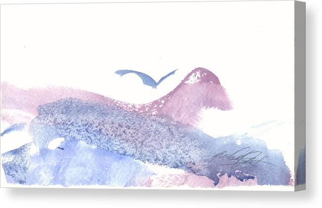 Watercolor Canvas Print featuring the painting Purple Bird by Kim Grantier
