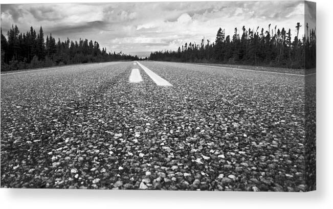Black And White Canvas Print featuring the photograph Route 138 by Arkady Kunysz
