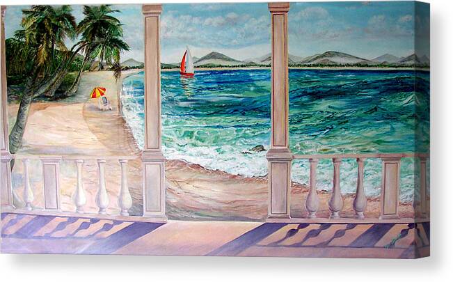 Sea Scape Canvas Print featuring the painting Sea Of Solitude by Sarabjit Singh