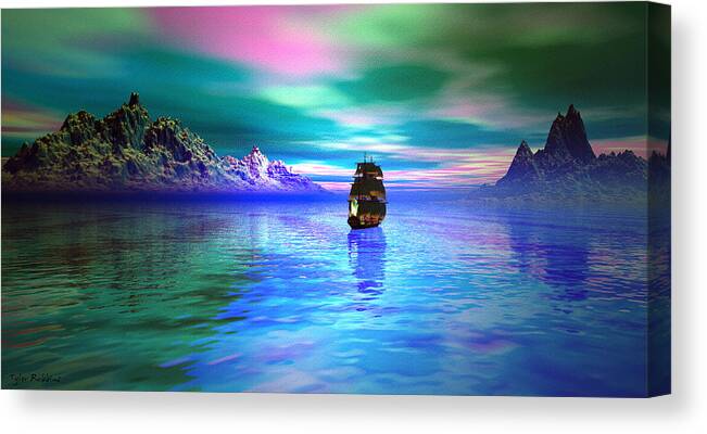 Ship Canvas Print featuring the mixed media Seascape by Tyler Robbins