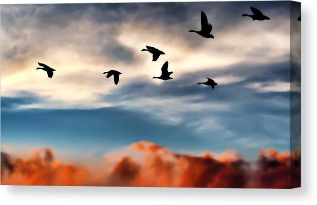Silhouettes Canvas Print featuring the digital art Silhouettes by Jeff S PhotoArt