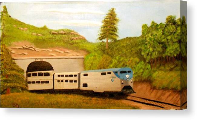 Amtrak Canvas Print featuring the painting Southwest Chief at Raton Pass by Sheri Keith