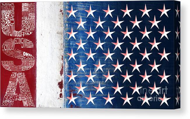 Usa Canvas Print featuring the mixed media States Stars and Stripes 1 by Wendy Wilton