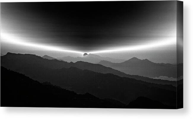 Sunrise Canvas Print featuring the photograph Sunrise On The Anapurna by Yvette Depaepe