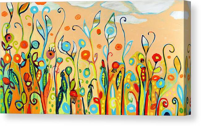 Garden Canvas Print featuring the painting Sweet Peas and Poppies by Jennifer Lommers