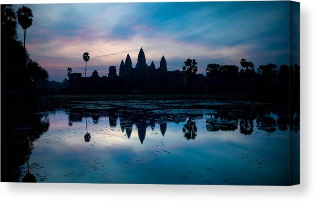 Photography Canvas Print featuring the photograph Temple At The Lakeside, Angkor Wat by Panoramic Images